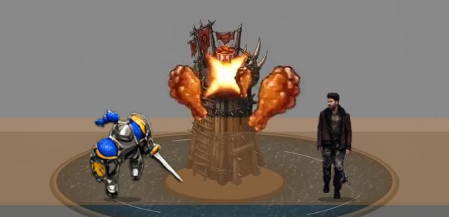 The fight: the wing tower gun fires on both fighters